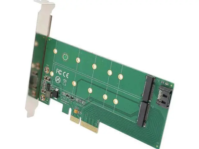 Alt view image 4 of 6 - 2-in-1 M.2 Adapter Card, M-Key NVMe PCIe 2.0 x4 Host Converter + B-Key SATA SSD to SATA Port Expansion Card for Desktop Motherboard Storage Upgrade
