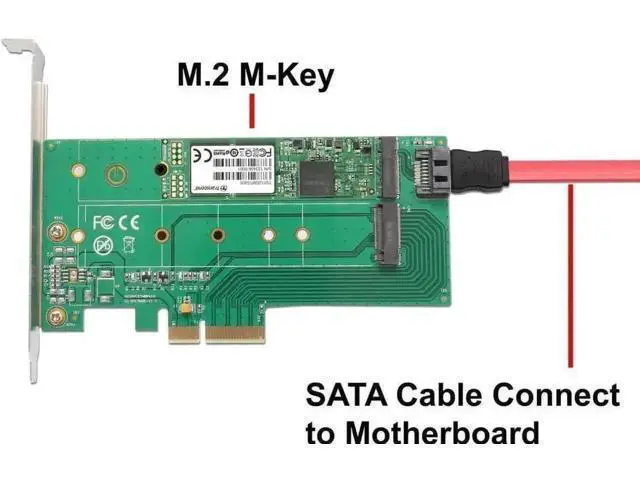 Alt view image 5 of 6 - 2-in-1 M.2 Adapter Card, M-Key NVMe PCIe 2.0 x4 Host Converter + B-Key SATA SSD to SATA Port Expansion Card for Desktop Motherboard Storage Upgrade