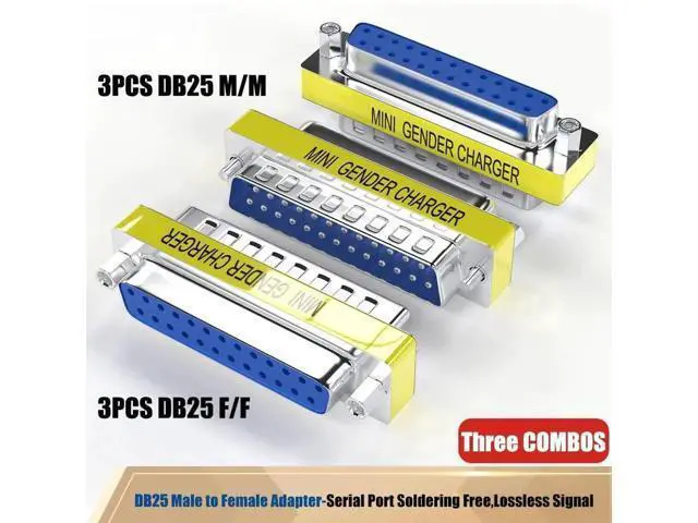 Alt view image 6 of 6 - 6-Pack DB25 RS232 Serial Gender Changer Coupler Adapters, 25Pin Female to Female & Male to Male Mini DB25 Serial Connector for Serial Devices, Industrial Controllers, POS Machines