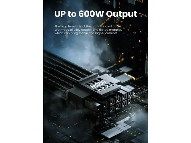 Alt view image 2 of 7 - 12VHPWR 16Pin (12+4) Male to Dual 8Pin Female PCIe 5.0 GPU Extension Cable, 30cm Sleeved Black Adapter Cord for RTX 4090 4080 4070Ti 3090Ti