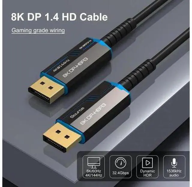 Alt view image 3 of 7 - Fiber Optic Displayport Cable,High Speed Optical DP to DP Cable, Support 32.4 Gbps 8k@60hz 4K@144Hz 16.4 ft.