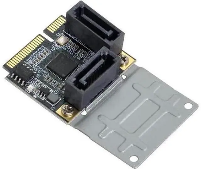 Main image of Half Size Mini PCIe to 2-Port SATA III Expansion Card, Low Profile Dual SATA 3.0 6Gbps Controller Adapter for HDD SSD DVD ROM, Equipped with Full-Size Mount Bracket