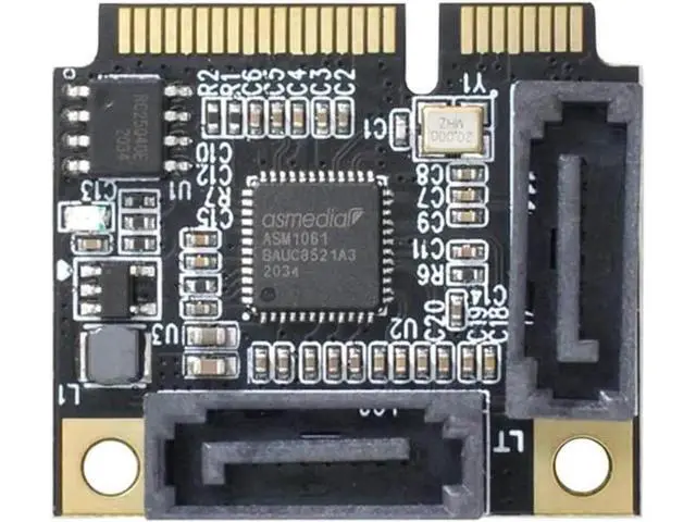 Alt view image 2 of 6 - Half Size Mini PCIe to 2-Port SATA III Expansion Card, Low Profile Dual SATA 3.0 6Gbps Controller Adapter for HDD SSD DVD ROM, Equipped with Full-Size Mount Bracket