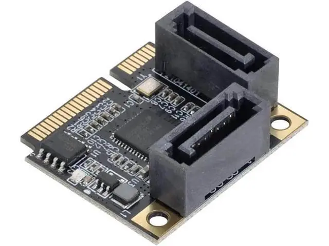 Alt view image 3 of 6 - Half Size Mini PCIe to 2-Port SATA III Expansion Card, Low Profile Dual SATA 3.0 6Gbps Controller Adapter for HDD SSD DVD ROM, Equipped with Full-Size Mount Bracket