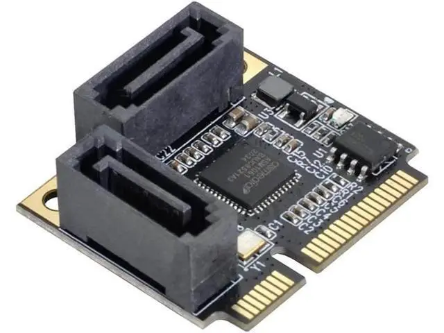 Alt view image 5 of 6 - Half Size Mini PCIe to 2-Port SATA III Expansion Card, Low Profile Dual SATA 3.0 6Gbps Controller Adapter for HDD SSD DVD ROM, Equipped with Full-Size Mount Bracket