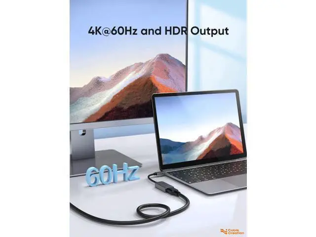 Alt view image 4 of 7 - 4K@60Hz HDR USB C to HDMI Adapter, Aluminum Thunderbolt 3 Type C Male to HDMI Female Converter Compatible with MacBook Pro/Air, iPad Pro, Surface Book 2, Galaxy S22 S20 for Home Office