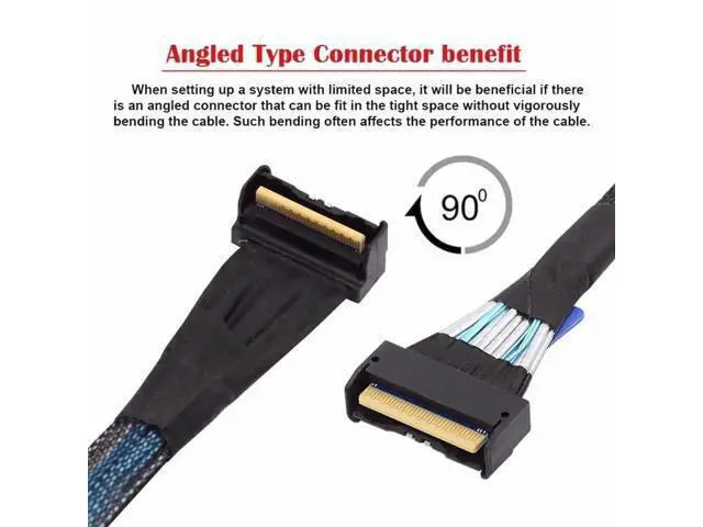 Alt view image 5 of 7 - 35CM Angled PCIe 5.0 MCIO Mini Cool Edge IO Extension Cable, SFF-8654 8i 74Pin Male to Male Server High-Speed Extender Cord