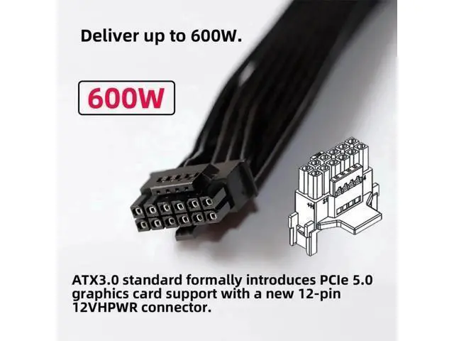 Alt view image 4 of 6 - ATX 3.0 PCIe 5.0 12VHPWR 16Pin (12+4Pin) Male to Female PSU Extension Cable, GPU Power Extender Cord Compatible with RTX 3080, 3090Ti Graphics Cards