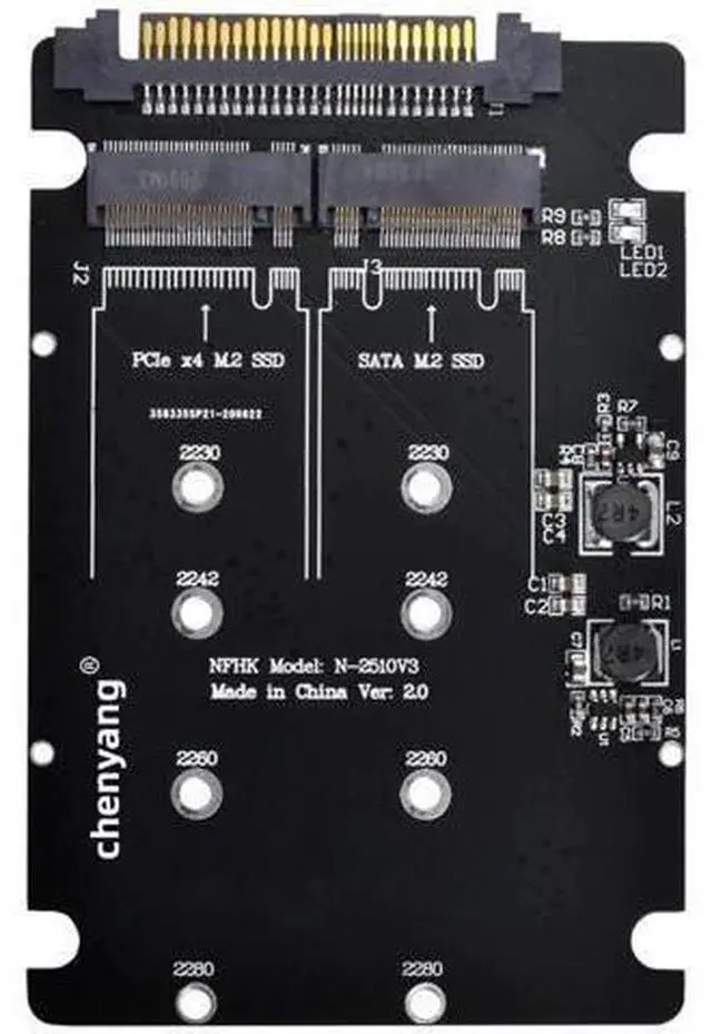 Main image of 2 in 1 Combo M.2 NVMe/NGFF SATA SSD to U.2 SFF-8639 Converter Adapter Card, Supports M Key NVMe & B Key SATA M.2 Drives, Note: NVMe to SATA Conversion Not Supported