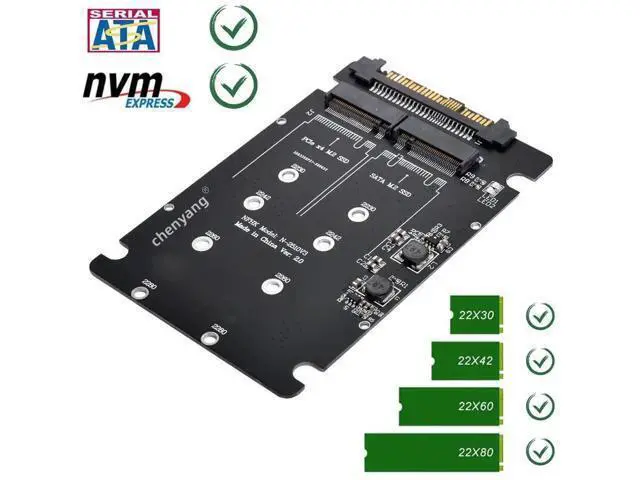 Alt view image 3 of 7 - 2 in 1 Combo M.2 NVMe/NGFF SATA SSD to U.2 SFF-8639 Converter Adapter Card, Supports M Key NVMe & B Key SATA M.2 Drives, Note: NVMe to SATA Conversion Not Supported