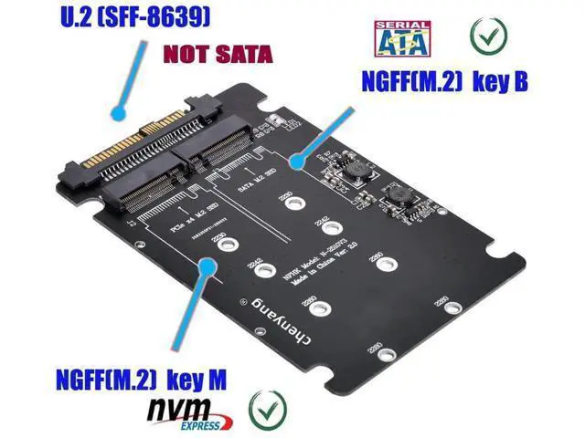 Alt view image 7 of 7 - 2 in 1 Combo M.2 NVMe/NGFF SATA SSD to U.2 SFF-8639 Converter Adapter Card, Supports M Key NVMe & B Key SATA M.2 Drives, Note: NVMe to SATA Conversion Not Supported