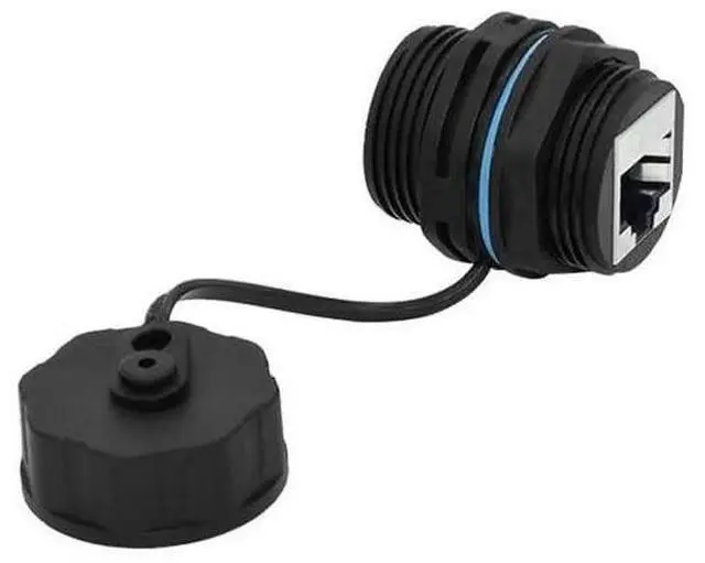 Alt view image 2 of 7 - 2 Pack Panel Mount Waterproof Shielded RJ45 Female to Female Coupler with Dust Caps, Pure Copper Outdoor LAN Cable Extension Connector Compatible with Cat5 Cat6 Cat6A Cat7 Ethernet Cables
