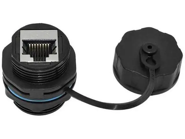 Alt view image 6 of 7 - 2 Pack Panel Mount Waterproof Shielded RJ45 Female to Female Coupler with Dust Caps, Pure Copper Outdoor LAN Cable Extension Connector Compatible with Cat5 Cat6 Cat6A Cat7 Ethernet Cables