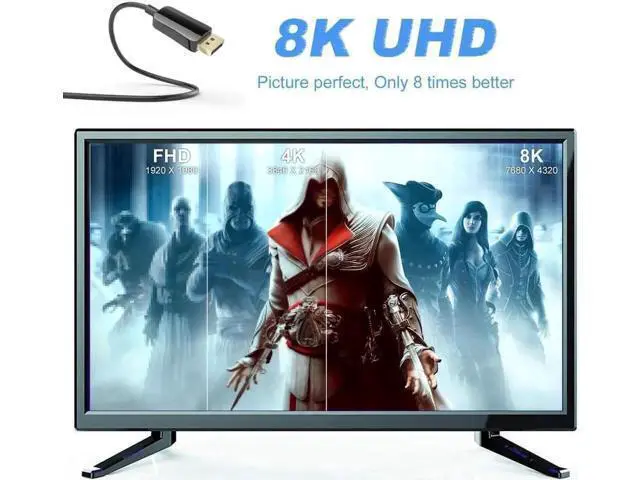 Alt view image 3 of 7 - 6.6FT Fiber 8K 4K DisplayPort Cable( In Wall ), DP 1.4 HBR3 8K@60Hz 4K@144Hz High Speed 32.4Gbps Optical Fiber Slim and Flexible DP to DP Cable