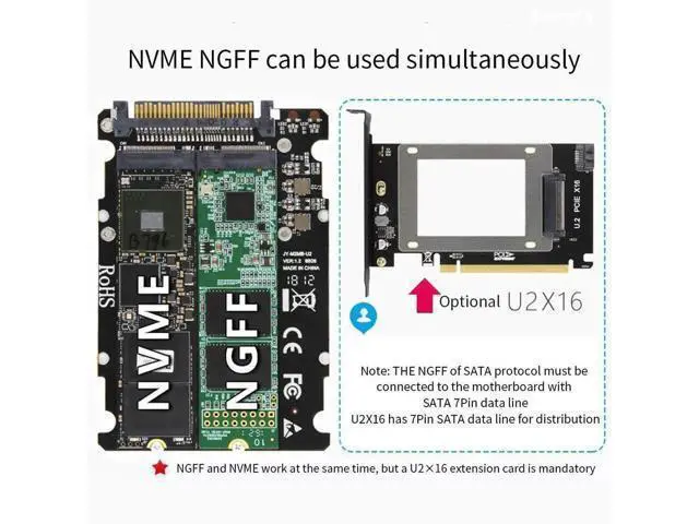 Alt view image 5 of 7 - NGFF M.2 to U.2 SFF-8639 Adapter, PCIe M.2 Converter Supports M Key & Key B SSD, M2 NVMe SATA to U.2 Drive Converter for Desktop PC Workstation Server