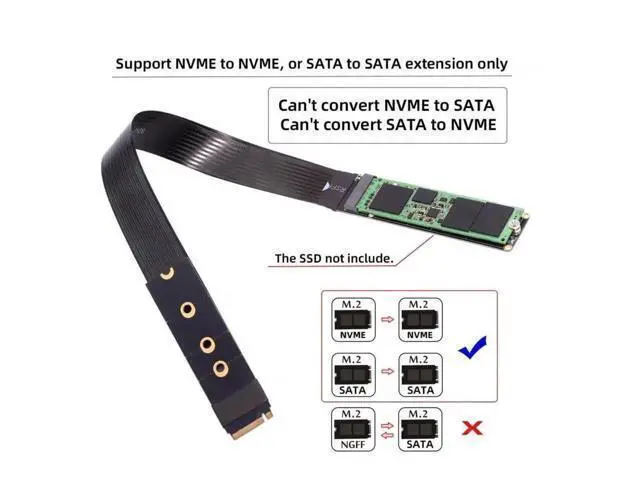 Alt view image 2 of 7 - 30cm PCIe 4.0 NGFF M-Key NVMe Extension Cable, M.2 Male to Female Riser Adapter for 2230/2242/2260/2280 NVMe SSD