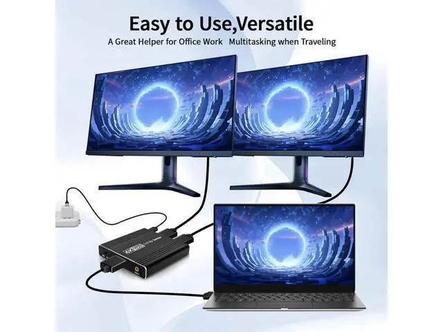 Alt view image 3 of 6 - 1 in 2 Out DisplayPort MST Splitter, Supports 4K@140Hz / 4K@120Hz Dual Monitors, MST Extend & SST Mirror Mode DP Video Splitter for Laptop PC Monitor Projector