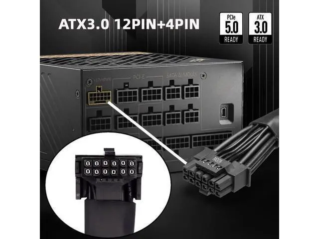 Alt view image 4 of 7 - 17cm 90° Up-Angled Male to Female 12VHPWR Extension Cable, ATX3.0 PCIe 5.0 Modular Power Cord for 16Pin(12+4Pin) RTX 3080/3090Ti Graphics Cards