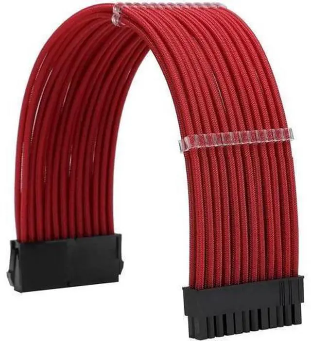 Alt view image 3 of 6 - Red Braided PSU Extension Cable Kit, 18AWG ATX 24Pin + EPS 8Pin + PCIe 8Pin Cables with Cable Combs
