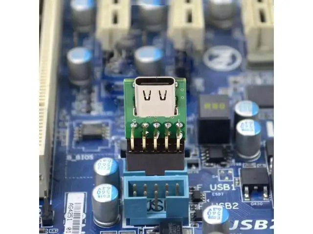 Alt view image 4 of 7 - Single Port USB-C Female to Motherboard 9Pin/10Pin USB2.0 Header Adapter PCBA, USB3.1 Type-C Female to Internal 9PIN Splitter Support 480Mbps for PC Front Panel