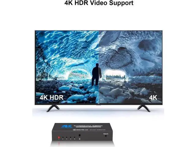 Alt view image 3 of 7 - 5 in 1 Out 4K@60Hz HDMI Switch with IR Remote Control, 5-Port HDMI Selector Hub Model OZQ3-4, Supports 3D & HDCP2.2, Compatible with PS4, Xbox One, Fire TV, Apple TV, Sky Box, STB, DVD Player, Roku