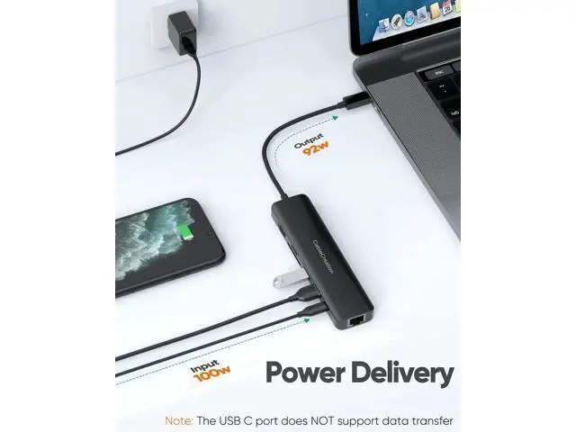 Alt view image 6 of 7 - 7-in-1 USB C Multiport Hub with Gigabit Ethernet, 4K@60Hz HDMI, 100W PD Charging, 2×USB 3.0 & SD/TF Card Reader, Portable USB C Dock for MacBook Pro/Air M1/M2, iPad Pro/Air, Dell XPS, HP Laptops