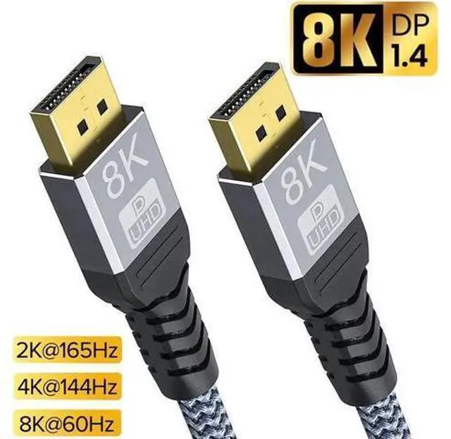 Main image of 8K DisplayPort 1.4 Cable 16.4Feet, DP Cord (8K@60Hz 4K@144Hz 1080P@240Hz 2K 32.4Gbps) HBR3 HDCP HDR,FreeSync G-Sync,Braided Display Port for Laptop, PC, Projector, TV, Gaming Monitor