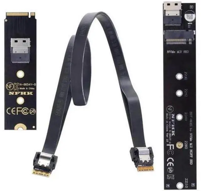 Main image of 40cm M.2 NVMe NGFF M-Key Male to Female Extension Cable with SFF-8654 Connector, Compatible with Motherboard 2280 22110 NVMe SSD