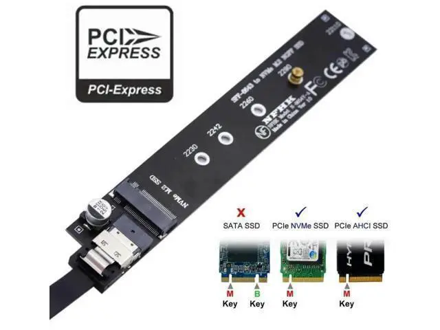 Alt view image 6 of 7 - 40cm M.2 NVMe NGFF M-Key Male to Female Extension Cable with SFF-8654 Connector, Compatible with Motherboard 2280 22110 NVMe SSD