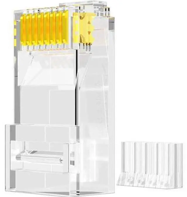 Main image of 100 Pack CAT6 RJ45 UTP Modular Plugs, Standard 8P8C Gold-Plated Crimp Connectors, POE/POE+/POE++ Compatible Ethernet Cable Ends for Network Wiring