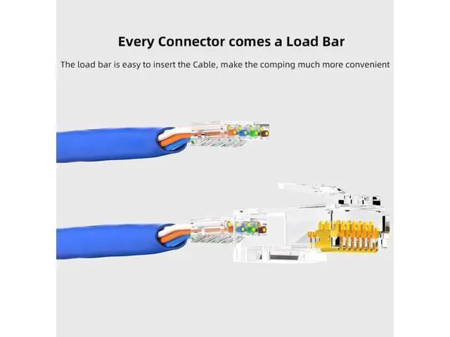 Alt view image 5 of 7 - 100 Pack CAT6 RJ45 UTP Modular Plugs, Standard 8P8C Gold-Plated Crimp Connectors, POE/POE+/POE++ Compatible Ethernet Cable Ends for Network Wiring