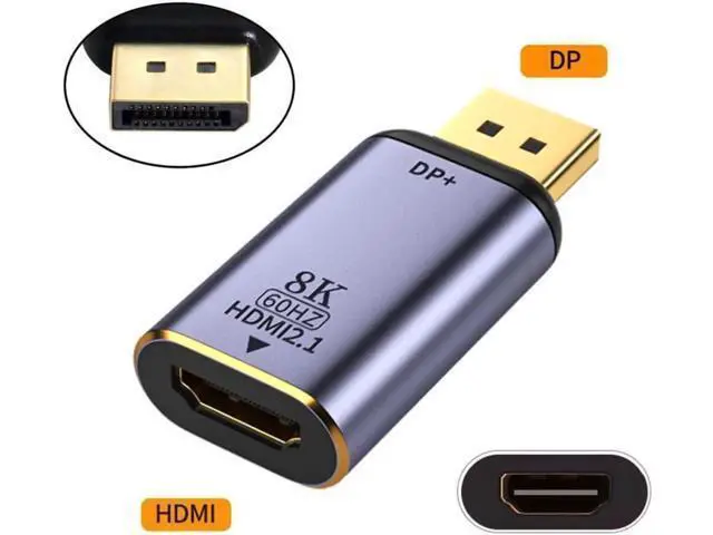 Alt view image 2 of 3 - DP 1.4 Male to HDMI 2.0 Male Cable Adapter, Uni-Directional DisplayPort to HDMI Cord Supports 8K@60Hz UHD 4K Video Audio for Monitor PC Laptop GPU HDTV Projector