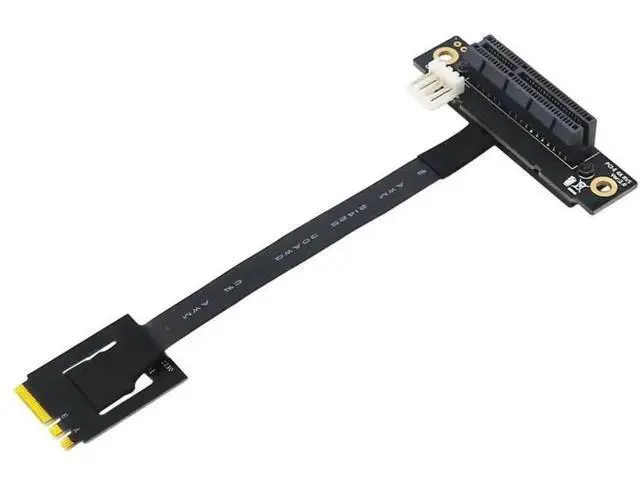 Alt view image 7 of 7 - 270-Degree M.2 NGFF Key A-E to PCIe x4 Riser Adapter Cable with 4-Pin FDD Power Port, PCIe Extension Test Card Extender