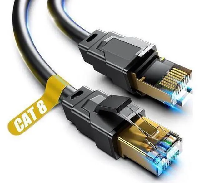 Main image of Cat 8 Ethernet Cable 30ft, Heavy Duty 26AWG 40Gbps 2000Mhz Shielded LAN Cable, Gold Plated RJ45 Patch Cord, Indoor Outdoor In-Wall Network Cable for Routers, Modems, Gaming Consoles, PCs, Servers