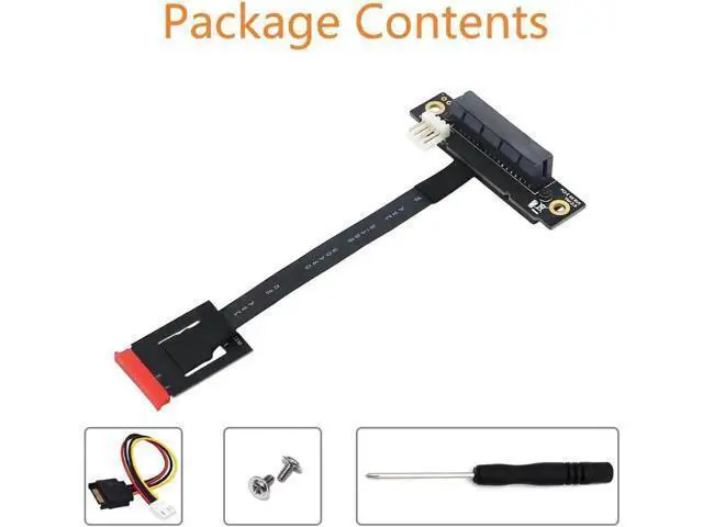Alt view image 5 of 6 - 270-Degree M.2 NGFF Key A-E to PCIe x4 Riser Adapter Cable with 4-Pin FDD Power Port, PCIe Extension Test Card Extender