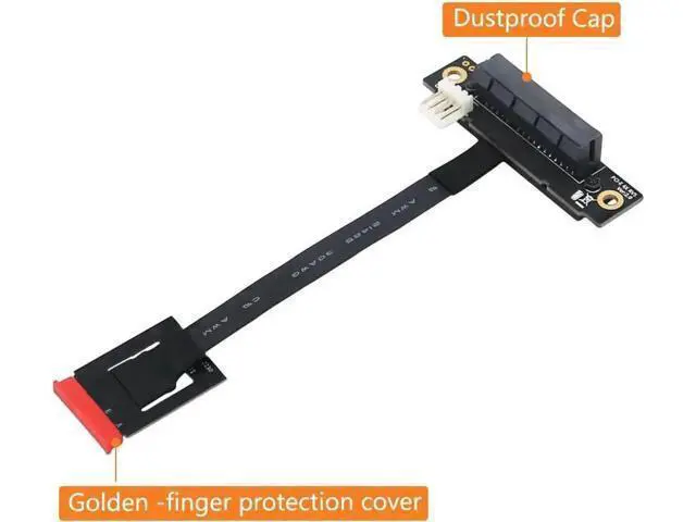 Alt view image 6 of 6 - 270-Degree M.2 NGFF Key A-E to PCIe x4 Riser Adapter Cable with 4-Pin FDD Power Port, PCIe Extension Test Card Extender