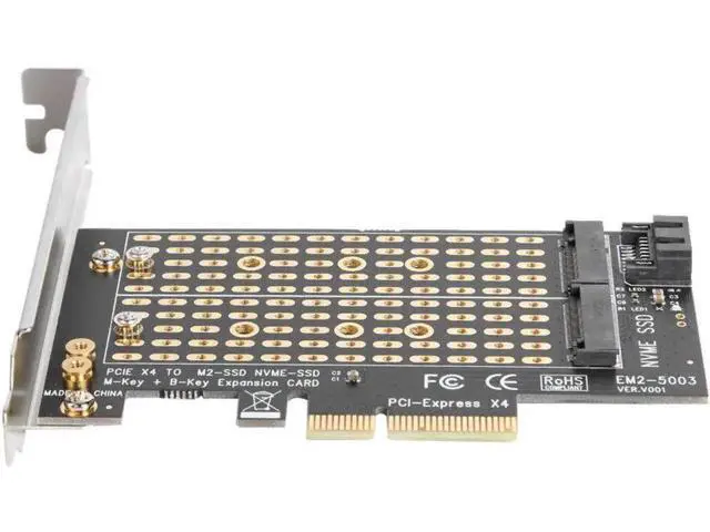 Alt view image 3 of 5 - M.2 M+B Key to PCIe 3.0 X4 Expansion Card, Dual Protocol NVMe & SATA NGFF SSD PCI-E Adapter Converter, Desktop PC Household Storage Accessory