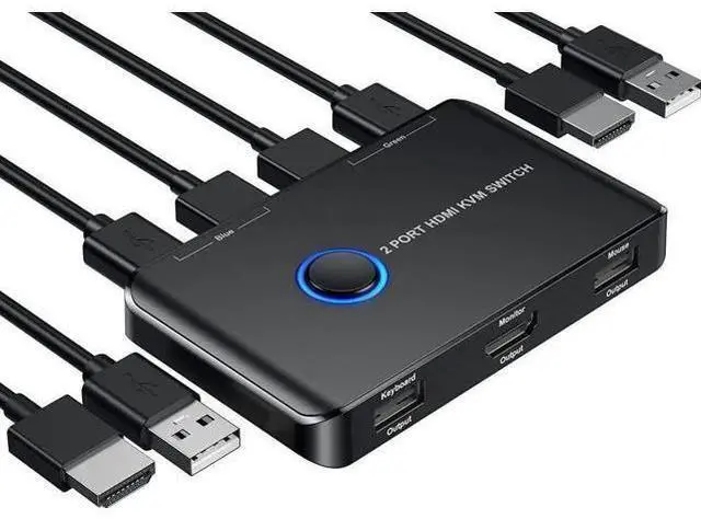 Main image of Giimake 2 Port HDMI KVM Switch 4K@60Hz, 2 Computers Share Single Monitor Keyboard Mouse, Comes with 2 HDMI & 2 USB Cables