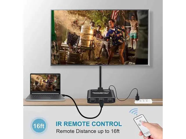 Alt view image 6 of 6 - 3 in 1 Out 4K@60Hz HDMI Switch with IR Remote Control, 3 Port HDMI Selector Adapter Model OZQ3-1, Compatible with Xbox, PS4, PS5 Pro, PC, Projector & Laptop
