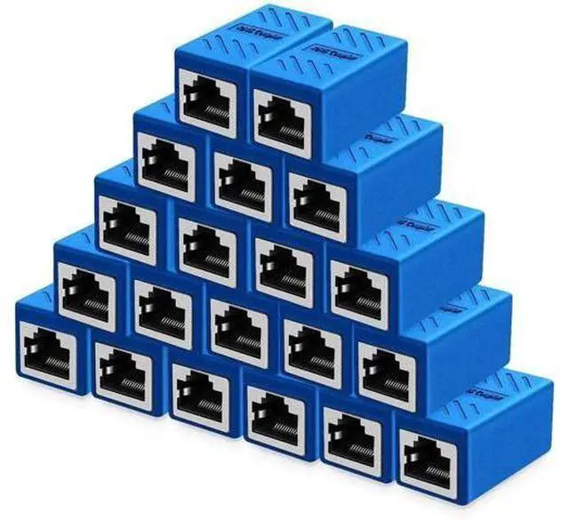 Main image of 20 Pack Blue RJ45 Inline Coupler, Female to Female Ethernet Cable Extender Adapter, Compatible with Cat5 Cat5e Cat6 Cat6a Cat7 Cat8 LAN Cables