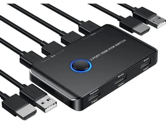 Alt view image 6 of 7 - Giimake 2 Port HDMI KVM Switch 4K@60Hz, 2 Computers Share Single Monitor Keyboard Mouse, Comes with 2 HDMI & 2 USB Cables