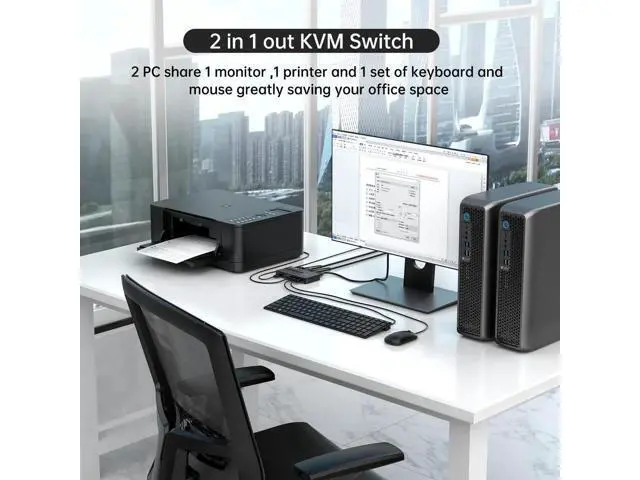 Alt view image 3 of 7 - MT-VIKI 2 Port HDMI KVM Switch Box 4K@30Hz, 2 PCs Share 1 HD Monitor Keyboard Mouse, Comes with 2 USB Cables & Desktop Selector