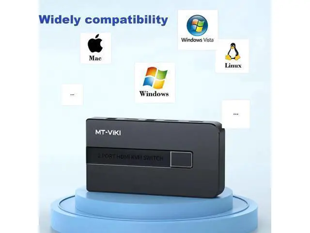 Alt view image 4 of 7 - MT-VIKI 2 Port HDMI KVM Switch Box 4K@30Hz, 2 PCs Share 1 HD Monitor Keyboard Mouse, Comes with 2 USB Cables & Desktop Selector