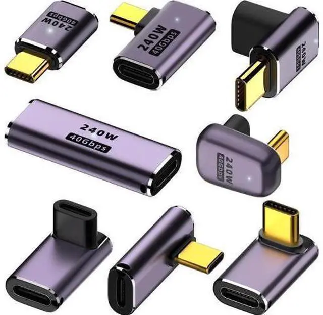 Main image of 8 Pack USB-C Extender Adapters, 240W PD 40Gbps USB4 8K@60Hz, Right 90° Angle, Straight & U-Shape Type-C Male to Female/Female to Female Converter, Compatible with Steam Deck, ROG Ally, Meta Quest, iPa