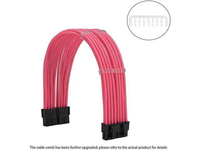 Alt view image 3 of 6 - Pink Braided PSU Sleeved Extension Cable Kit, 18AWG ATX 24Pin + EPS 8Pin + PCIe 8Pin with Cable Combs for Motherboard & Graphics Card