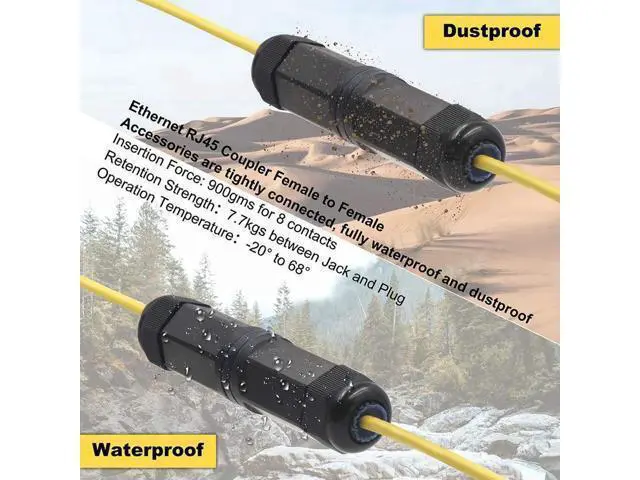 Alt view image 3 of 6 - 5 Pack IP68 Waterproof Shielded RJ45 Female to Female Coupler, 1000Mbps Gigabit PoE LAN Cable Extender Connector Compatible with Cat5/Cat5e/Cat6 Ethernet Cables for Outdoor Use