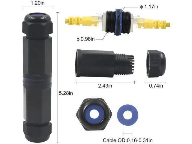 Alt view image 5 of 6 - 5 Pack IP68 Waterproof Shielded RJ45 Female to Female Coupler, 1000Mbps Gigabit PoE LAN Cable Extender Connector Compatible with Cat5/Cat5e/Cat6 Ethernet Cables for Outdoor Use