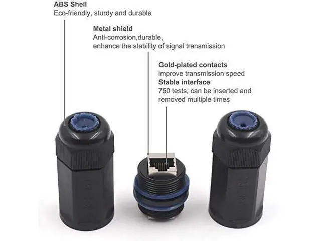 Alt view image 6 of 6 - 5 Pack IP68 Waterproof Shielded RJ45 Female to Female Coupler, 1000Mbps Gigabit PoE LAN Cable Extender Connector Compatible with Cat5/Cat5e/Cat6 Ethernet Cables for Outdoor Use