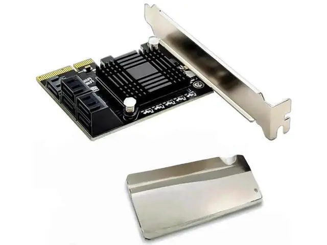 Alt view image 3 of 6 - PCIe 3.0 x4 to 5-Port SATA III 6Gbps Expansion Card with JMB585 Chipset, PCI Express SATA 3.0 Adapter with Aluminum Heat Sink for SATA HDD SSD Storage Expansion