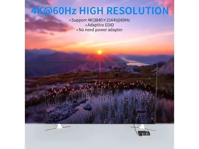Alt view image 4 of 7 - 2 Port 4K@60Hz HDMI KVM Switch 2 In 1 Out, 2 PCs Share 1 Monitor with 3 USB Hub & One-Button Switch